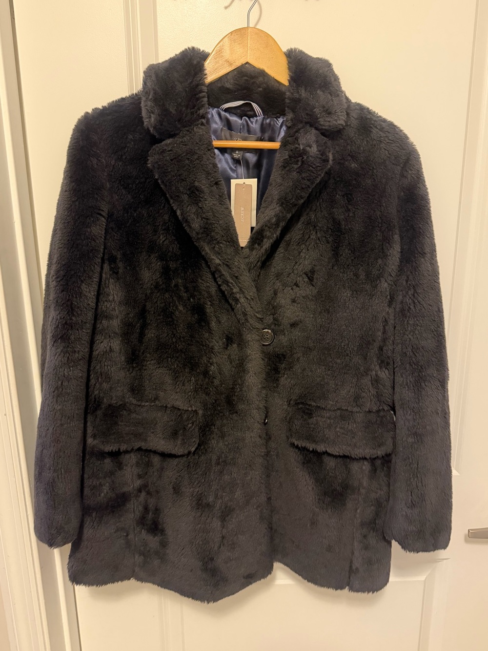J Crew Women's Faux Fur Coat - Black. $248 NWT